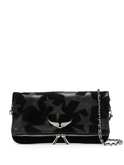 Shop Zadig & Voltaire Rock Suede Stars Clutch Bag In Black