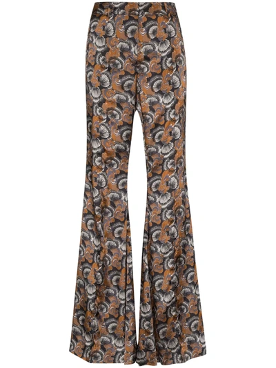 Shop Khaite The Stockard Graphic-print Flared Trousers In Black