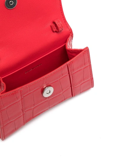 Shop Balenciaga Mini Hourglass Tote Bag In Red