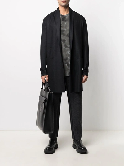 Shop Attachment Shawl Lapel Open-front Cardigan In Black