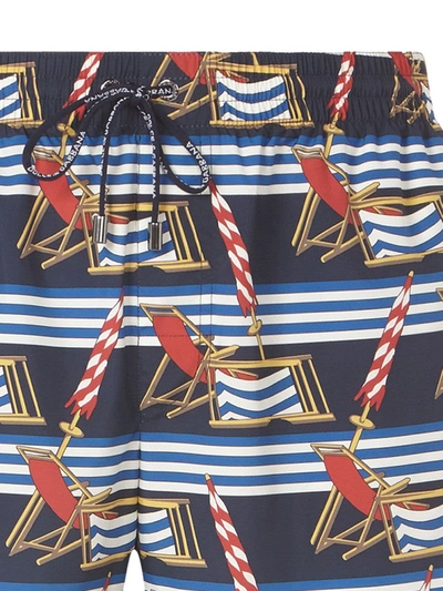 Shop Dolce & Gabbana Deckchair-print Swim Shorts In Blue