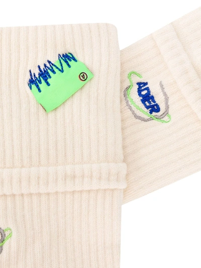 Shop Ader Error Logo-patch Ribbed Socks In White
