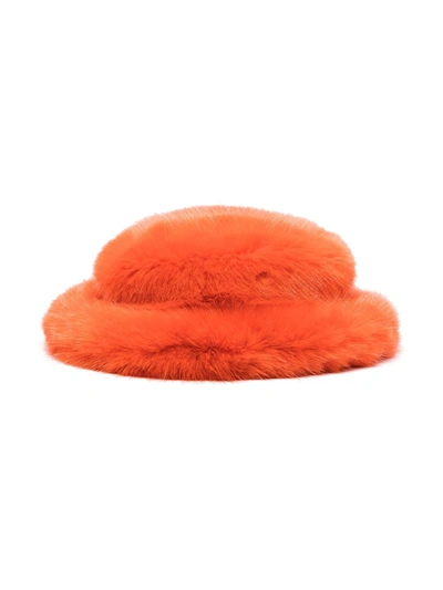Shop Emma Brewin Tonal Faux-fur Bucket Hat In Orange