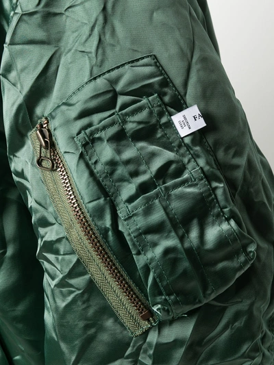 Shop Facetasm Fringed Bomber Jacket In Green