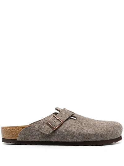 Shop Birkenstock Boston Round-toe Slippers In Brown