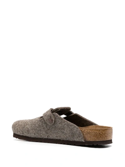 Birkenstock Boston Buckle-embellished Slippers In Brown