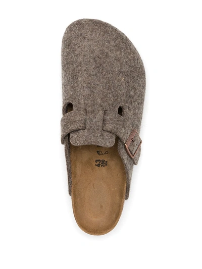 Birkenstock Boston Buckle-embellished Slippers In Brown