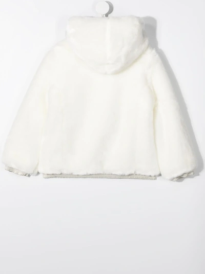 Shop Simonetta Teen Reversible Hooded Jacket In White