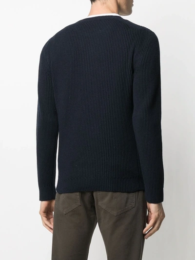 Shop Cenere Gb Cashmere-silk Ribbed Knit Jumper In Blue