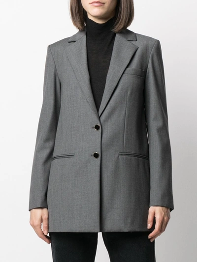 Shop L'autre Chose Rear-button Blazer In Grey