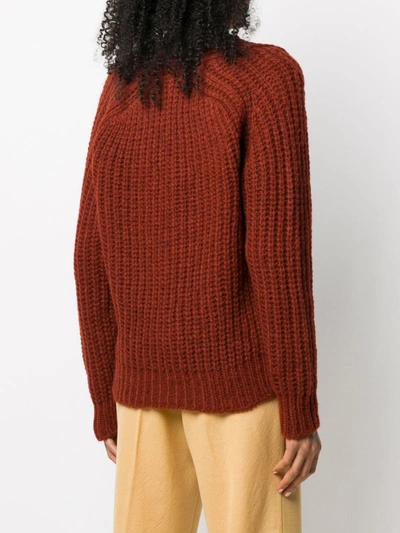 Shop Forte Forte V-neck English Knit Jumper In Brown