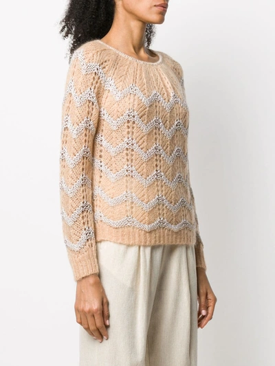 Shop Forte Forte Zig-zag Crocheted Jumper In Neutrals