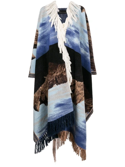 Shop Barbara Bologna Fringed Poncho In Blue