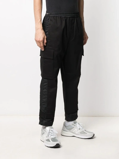 Shop Mcm Satin-stripe Track Pants In Black