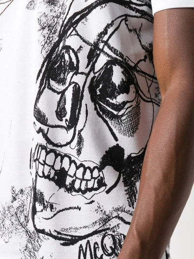 Shop Alexander Mcqueen Skull Print Polo Shirt In White