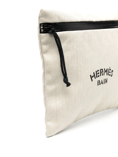 Pre-owned Hermes  Bain Clutch In Neutrals