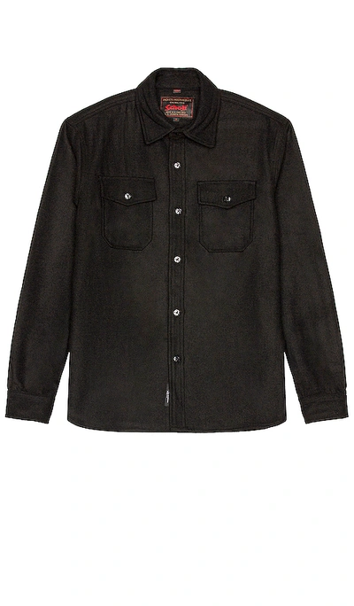 Shop Schott Cpo Wool Shirt In Black