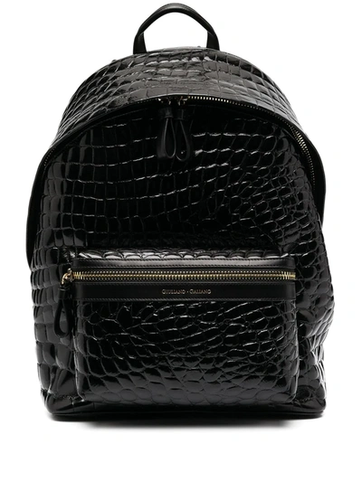 Shop Giuliano Galiano Crocodile Effect Backpack In Black