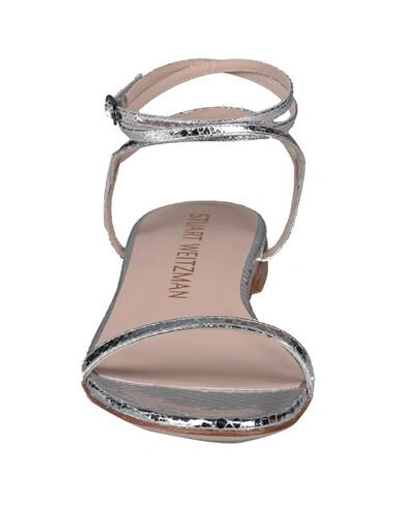 Shop Stuart Weitzman Woman Sandals Silver Size 5 Soft Leather