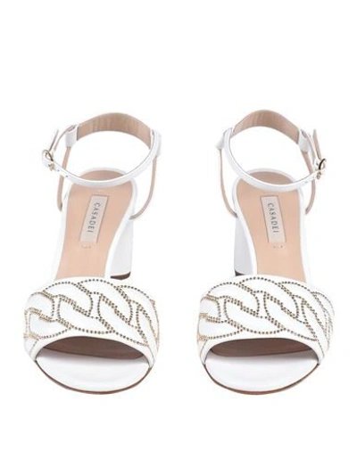 Shop Casadei Woman Sandals White Size 6.5 Soft Leather