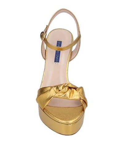 Shop Stuart Weitzman Woman Sandals Gold Size 6 Soft Leather