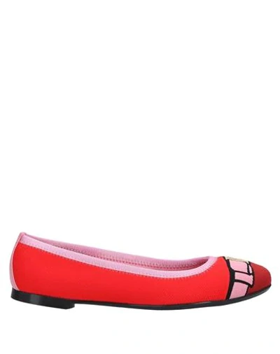 Shop Ferragamo Woman Ballet Flats Red Size 6 Textile Fibers, Calfskin