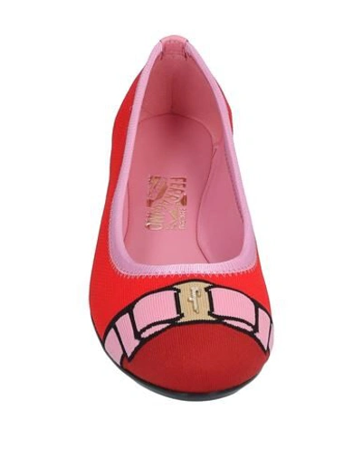 Shop Ferragamo Woman Ballet Flats Red Size 6 Textile Fibers, Calfskin