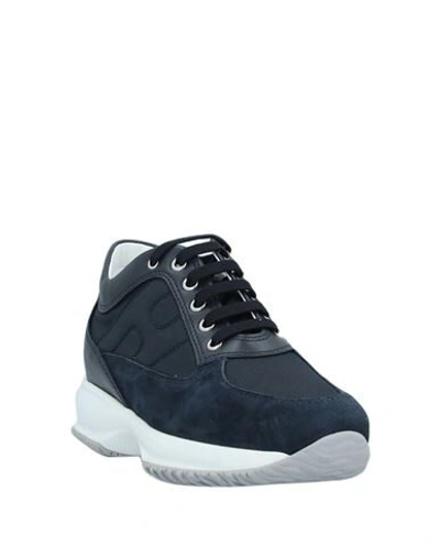 Shop Hogan Woman Sneakers Midnight Blue Size 6 Soft Leather, Textile Fibers