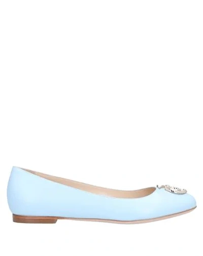 Shop Trussardi Woman Ballet Flats Sky Blue Size 6 Soft Leather