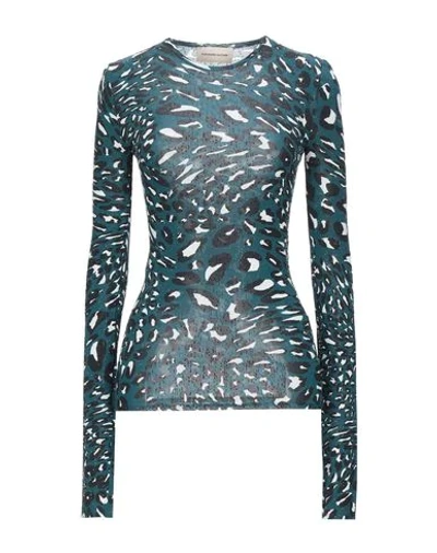Shop Alexandre Vauthier Woman T-shirt Deep Jade Size S Viscose, Elastane, Glass In Green