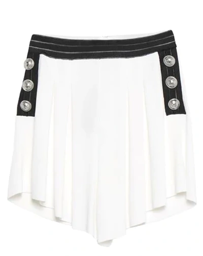 Shop Balmain Woman Shorts & Bermuda Shorts White Size 6 Viscose, Polyester