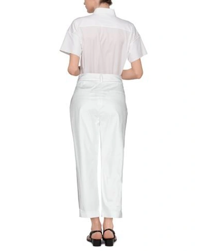 Shop Eleventy Woman Pants White Size 2 Cotton, Elastane