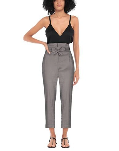 Shop Peserico Woman Pants Lead Size 12 Linen, Viscose, Elastane, Soft Leather