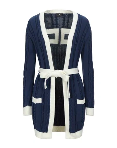 Shop Elisabetta Franchi Cardigans In Dark Blue