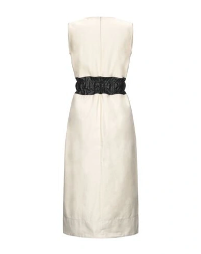 Shop Plan C Woman Midi Dress Ivory Size 6 Cotton, Polyester, Polyurethane In White