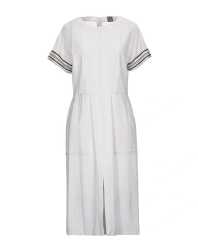 Shop Lorena Antoniazzi Woman Midi Dress Light Grey Size 6 Virgin Wool, Viscose, Cotton, Ramie