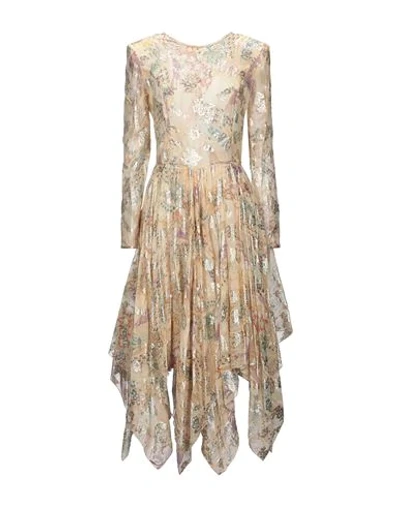 Shop Etro Woman Midi Dress Light Yellow Size 8 Silk, Metallic Fiber