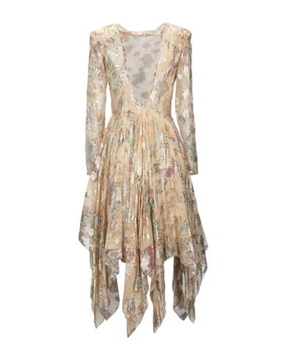 Shop Etro Woman Midi Dress Light Yellow Size 8 Silk, Metallic Fiber