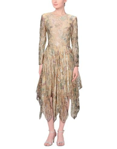 Shop Etro Woman Midi Dress Light Yellow Size 8 Silk, Metallic Fiber