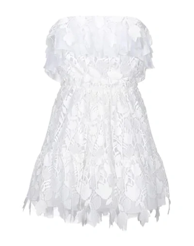 Shop Dondup Woman Short Dress White Size 6 Polyester, Polyamide