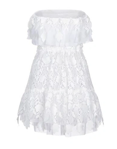 Shop Dondup Woman Short Dress White Size 6 Polyester, Polyamide