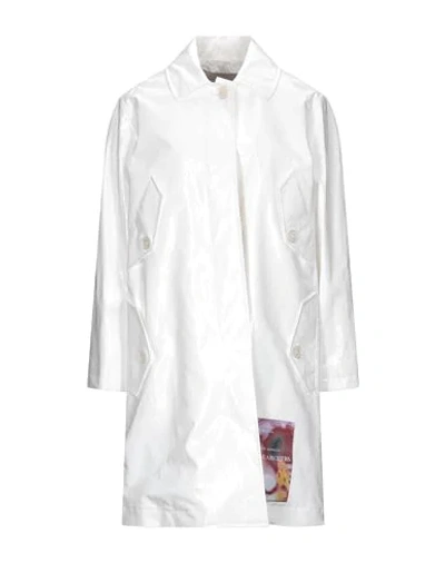 Shop Frankie Morello Woman Overcoat & Trench Coat White Size 4 Linen, Polyurethane