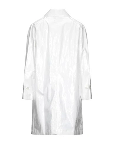 Shop Frankie Morello Woman Overcoat & Trench Coat White Size 10 Linen, Polyurethane