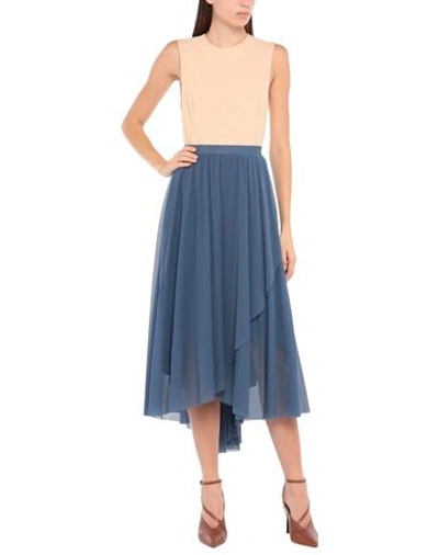 Shop Le Tricot Perugia Woman Midi Skirt Pastel Blue Size L Polyamide