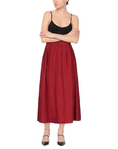 Shop Aspesi Woman Midi Skirt Burgundy Size 4 Linen In Red