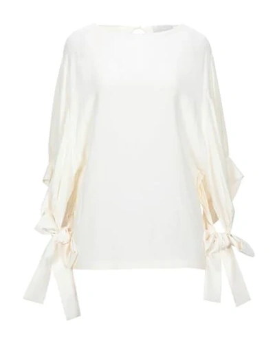 Shop Erika Cavallini Woman Top Ivory Size 8 Acetate, Silk In White