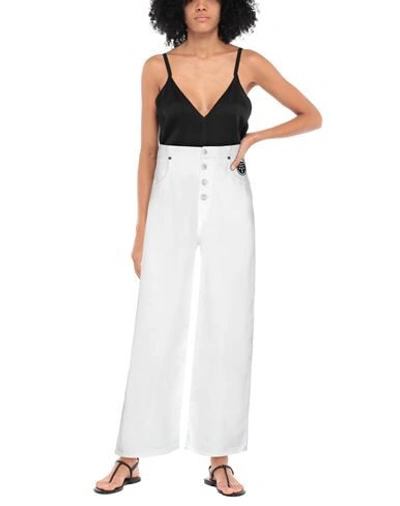 Shop Mm6 Maison Margiela Woman Denim Pants White Size 0 Cotton