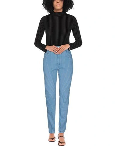 Shop Mugler Woman Jeans Blue Size 8 Cotton, Elastane