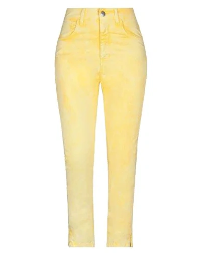 Shop Jijil Woman Pants Yellow Size 32 Cotton, Elastane