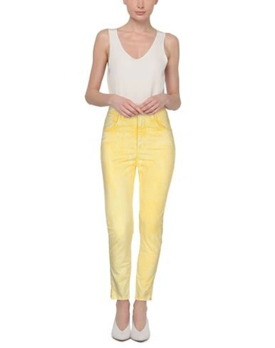 Shop Jijil Woman Pants Yellow Size 32 Cotton, Elastane